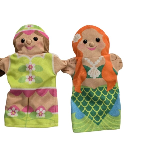 Set Of 3 Hand Puppets - Knight Princess & Mermaid Soft Fabric Kids Pretend Play - Picture 3 of 4